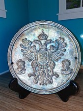Antique 19C Russian Armor Coat of Arms  Silver Plate wall Plaque picture