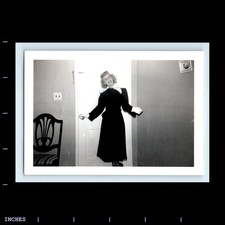 Old Vintage Photo SMILING WOMAN IN BEDROOM picture