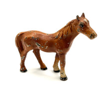Vintage Hubley Cast Iron Miniature Toy Horse Figurine Brown Cold Painted picture