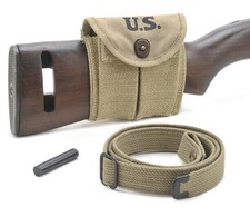 USGI WW2 .30 M1 Carbine Sling, Oiler, & Buttstock Pouch Khaki Dated 1942 picture