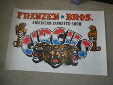 BIG Vintage 1983 Screen Print Franzen Bros Circus Event Poster 28x42