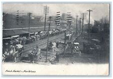 1908 French Market Carriages Scene New Orleans Louisiana Posted Vintage Postcard picture