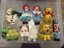 Vintage Handmade Pom Pom Christmas Tree Ornament Lot Raggity Ann Andy Soldier  picture