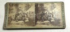 Stereoview Photo Clear Lake Iowa Orville W Slocum Bathing Suits + Tent picture
