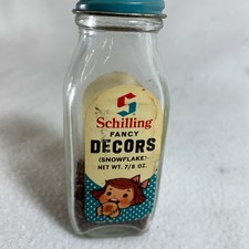 Vintage 1960’s Schilling Fancy Decors Snowflake McCormick Glass Spice Jar picture
