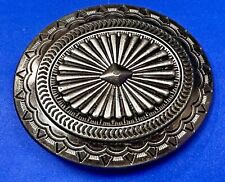 Southwestern Oval Concho Style NOS Silver Tone Western Belt Buckle picture