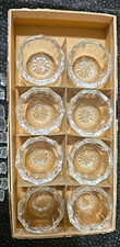 Clear Glass Octagonal Starburst Open Salt Cellars & Spoons Set of 8 Boxed picture