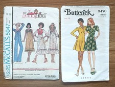 2 VTG Miss Sewing Patterns 1970s Dress Size 12 McCalls 5947 Butterick 3470 CUT picture