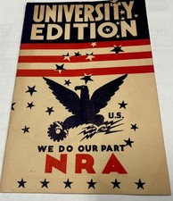 Vintage University Edition We Do Our Part NRA 1933 ORIGINAL Pamphlet  picture