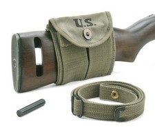 USGI WW2 .30 M1 Carbine Sling, Oiler, & Buttstock Pouch OD Green Dated 1944 picture