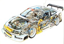Cars opel calibra class 1 dtm coupe cutaway technical Art Print Poster 11x17 picture