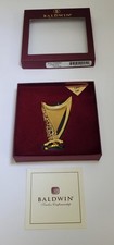 Baldwin Brass Irish Harp Christmas Symphony Ornament 3D 24KT Plated Boxed 2002 picture