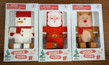 LOT OF 3 - KEYCRAFT WOODEN FLEXIES - SANTA, SNOWMAN & REINDEER NEW IN BOX picture