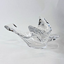 Vintage Clear Art Glass Bird Shaped Bowl Hand Blown Style MCM Decor picture