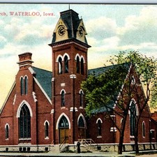 c1910s Waterloo, IA Grace ME Church Bosselman Litho Postcard Gothic Architecture picture