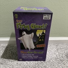 Animated Halloween Flying Ghost Creepy Sounds Flies On Cable Tekky  35.5