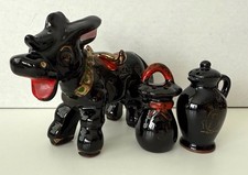Vintage Mid-Century Black Ceramic Donkey Salt & Pepper Shaker Set Japan Kitsch picture