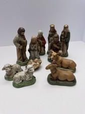 Vintage Taiwan Hand Painted Porcelain Nativety Set Of 11 Figurines picture