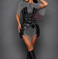 ZAIN Medieval Black Steel Corset, Chainmail Shoulder Armor Set Thanksgiving Gift picture