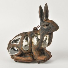 Vintage Cast Iron and Glass Rabbit Lantern picture