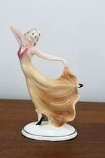 Antique Art Deco Porcelain Figurine Dancing Woman Girl Katzhutte 5