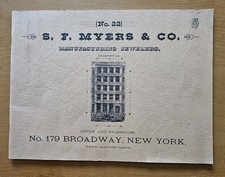 1884 S.F. MYERS & CO. MANUFACTURING JEWELERS CATALOGUE No. 22 (1970 Reprint) picture