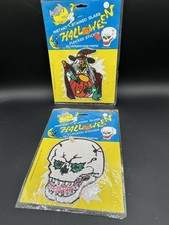 Vintage Topstone Halloween Flocked Stained Glass Big Sticker Lot Skull Witch picture