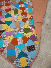 1950-1970s Vintage Handmade Mosaic Block Pattern Quit picture