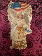Vintage 1986 Merrimack Patriotic Angel Die Cut Ornament Favor Box picture