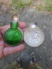 Antique Victorian Sterling Silver Cased Green Glass Scent Perfume Bottle W.C. picture