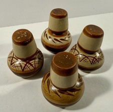Vintage Mexican Folk Art Mini Botellon Set of 4 Tonalá Burnished Clay Garrafon picture