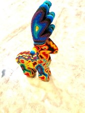Vintage Huichol Wixárika Yarn Art Deer Sculpture Handmade Mexican Folk Art picture