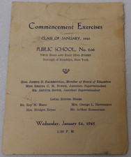 1945 Public School P.S. 206 Brooklyn New York Original Commencement Program picture