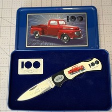 Ford 100 Years Commemorative Tin Set Folding Knife & Card 1948 F-1 Pickup 2002 picture
