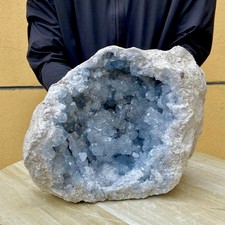 18.2LB Natural blue crystal cave quartz crystal cave mineral specimens picture