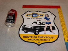 VINTAGE 1952 CHEVROLET WOMAN👵CHEVY BOWTIE GASOLINE OIL PORCELAIN METAL CAR SIGN picture