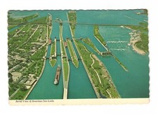 Aerial View of American Soo Locks Postcard Unposted 4x6 picture