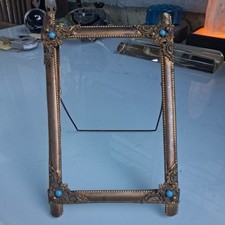 Antique French Gilt Bronze Floral Photo Frame w Easel picture