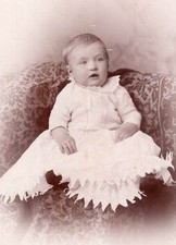 Antique Cabinet Card Photo Darling Baby w Exquisite Handmade Victorian Dress picture