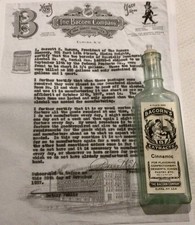 ANTIQUE 1909-1927 THE BACORN COMPANY Cinnamic Extract GLASS BOTTLE ➕ PAPER LABEL picture