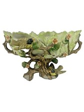 Vintage Lenwile Ardalt Japan Hand Painted Bisque Porcelain Footed Bowl Birds picture