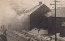 Bellows Falls VT Fire 1908 RPPC Firemen Blacksmith Shop Real Photo Postcard picture
