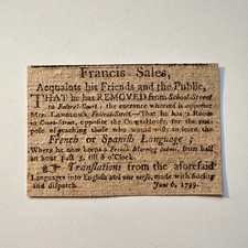 Francis Sales Moved To Federal Court 1799 Boston MA 1799 Clipping TAK8-S28 picture
