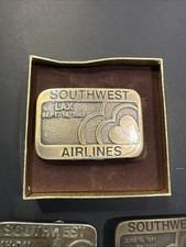 Vintage Southwest Airlines Brass Belt Buckle LAX Sept 18 1982 Sealed Box Rare picture
