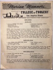 Marian Manners College Of Cookery L.A Times, So Cal Gas Co. 1940’s Rare Ephemera picture