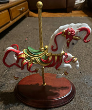 Franklin Mint Scarlet Ribbons Christmas Carousel Horse Porcelain Figurine picture