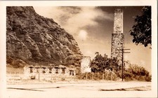 Vintage Photograph Old Stone Chimney Ruins Mountain Road Sepia Tone Landscape picture