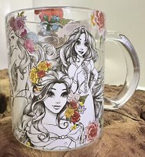 Disney Princess 17.5 oz Floral Glass Mug Snow White, Jasmine, Aurora, Cinderella picture