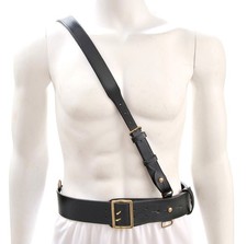 Sam Browne Belt with Shoulder Strap Black Leather WW1 will fit 42