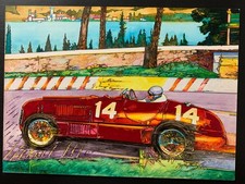 Ferrari Original Artwork Vintage Racing Driver Fernando Righetti, Garda  1948 x2 picture